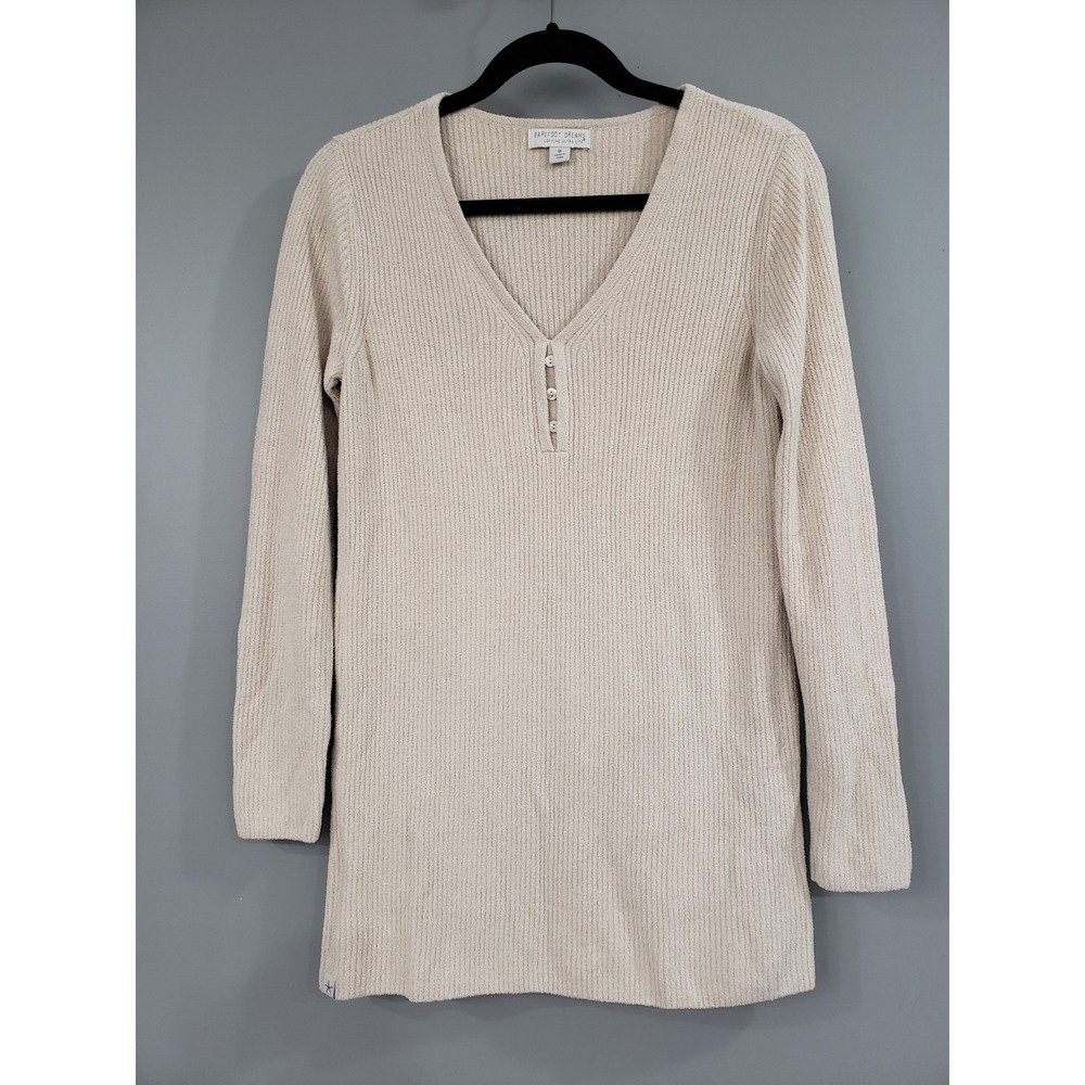 NWOT‎ BAREFOOT DREAMS CozyChic Ultralite Henley MEDIUM BEIGE TAUPE TAN